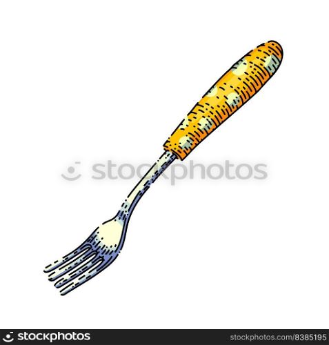 fork cutlery hand drawn vector. silverware food, restaurant symbol, dinner object fork cutlery sketch. isolated color illustration. fork cutlery sketch hand drawn vector