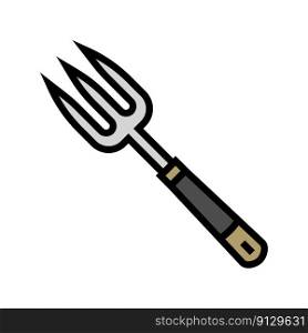 fork garden tool color icon vector. fork garden tool sign. isolated symbol illustration. fork garden tool color icon vector illustration