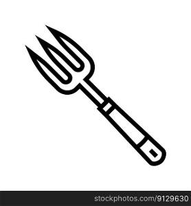 fork garden tool line icon vector. fork garden tool sign. isolated contour symbol black illustration. fork garden tool line icon vector illustration