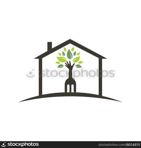 Fork hand tree vector logo design. Restaurant and farming logo concept.	