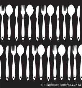 Fork, Knife and Spoon Seamless Pattern Vector Illustration EPS10