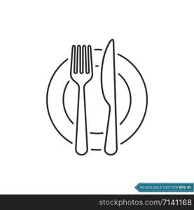 Fork Knife Plate Icon Vector Template Illustration Design