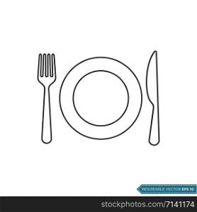 Fork Knife Plate Icon Vector Template Illustration Design
