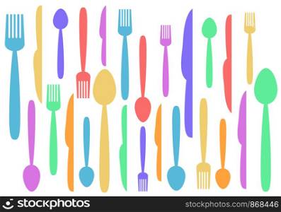 Fork Knife Spoon Abstract Colorful Horizontal, stock vector illustration