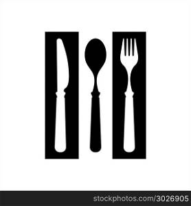 Fork Knife Spoon Icon Vector Art Illustration. Fork Knife Spoon Icon