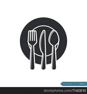 Fork Knife Spoon Plate Icon Vector Template Illustration Design