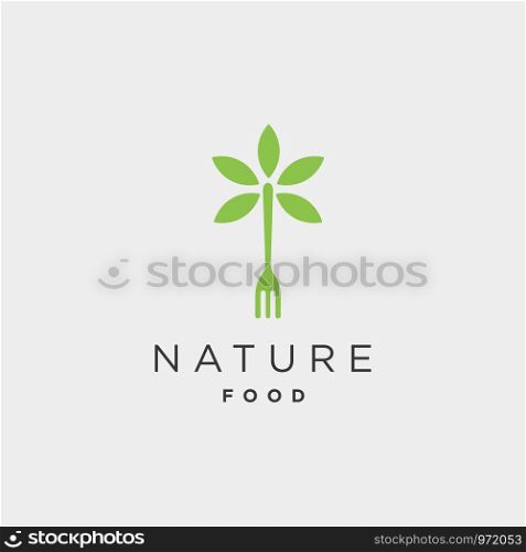 fork nature food equipment simple flat logo template design vector illustration - vector. fork nature food equipment simple flat logo template design vector illustration