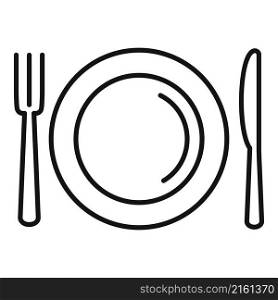 Fork plate icon outline vector. Dish lunch. Meal plate. Fork plate icon outline vector. Dish lunch