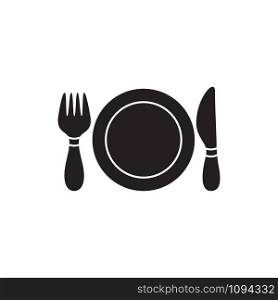 fork, plate, spoon icon vector logo template in trendy flat style