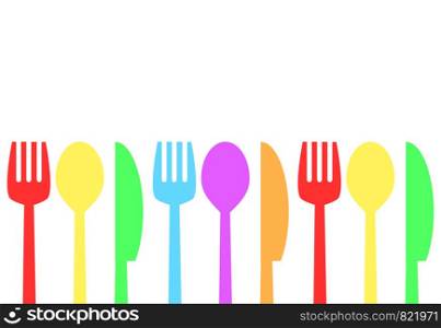 Fork, spoon and knife, time to eat concept, stock vector illustration