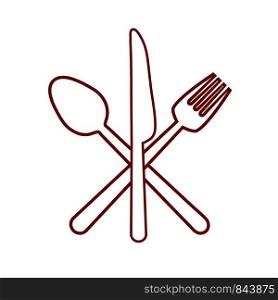 Fork spoon knife cutlery product food silhouette icon. Isolated and flat illustration