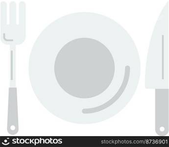 fork with knife and plate illustration in minimal style isolated on background