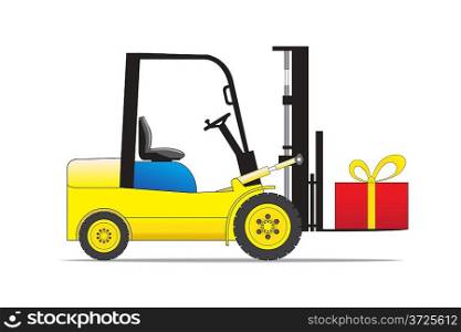 Forklift auto loader with present box.