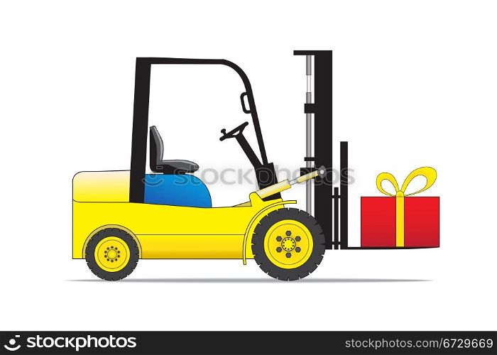 Forklift auto loader with present box.