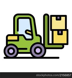 Forklift icon. Outline forklift vector icon color flat isolated. Forklift icon color outline vector