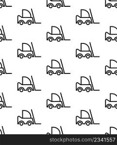 Forklift Icon Seamless Pattern, Warehouse Forklift Vehicle, Vector Art Illustration