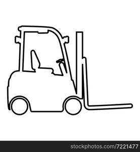 Forklift Loader Fork lift warehouse truck silhouette contour outline icon black color vector illustration flat style simple image. Forklift Loader Fork lift warehouse truck silhouette contour outline icon black color vector illustration flat style image