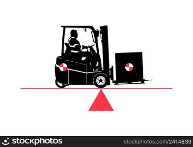 Forklift stability. Forklift hazards concept. Flat vector.