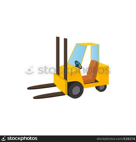 Forklift truck icon in cartoon style on a white background. Forklift truck icon, cartoon style