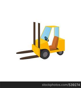 Forklift truck icon in cartoon style on a white background. Forklift truck icon, cartoon style