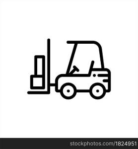 Forklift Truck Icon, Industrial Truck Used For Moving And Lifting Material Vector Art Illustration