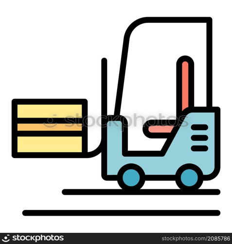 Forklift truck icon. Outline forklift truck vector icon color flat isolated. Forklift truck icon color outline vector