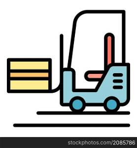 Forklift truck icon. Outline forklift truck vector icon color flat isolated. Forklift truck icon color outline vector