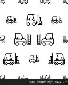 Forklift Truck Icon Seamless Pattern, Industrial Truck Used For Moving And Lifting Material Vector Art Illustration