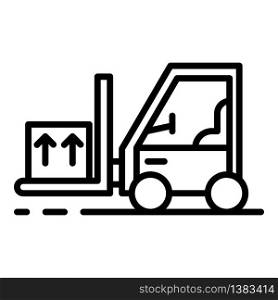 Forklift with goods icon. Outline forklift with goods vector icon for web design isolated on white background. Forklift with goods icon, outline style