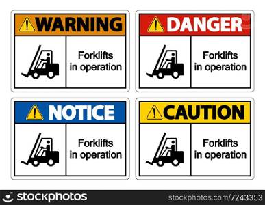 forklifts in operation Symbol Sign Isolate on transparent Background,Vector Illustration