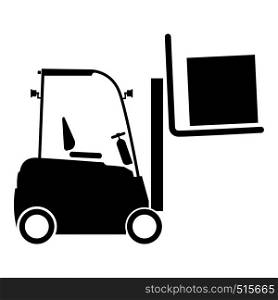 Forklifts truck Lifting machine Cargo lift machine Cargo transportation concept icon black color vector illustration flat style simple image
