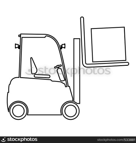 Forklifts truck Lifting machine Cargo lift machine Cargo transportation concept icon outline black color vector illustration flat style simple image