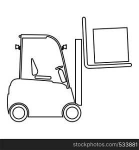 Forklifts truck Lifting machine Cargo lift machine Cargo transportation concept icon outline black color vector illustration flat style simple image