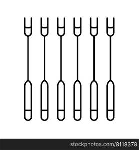forks fondue line icon vector. forks fondue sign. isolated contour symbol black illustration. forks fondue line icon vector illustration