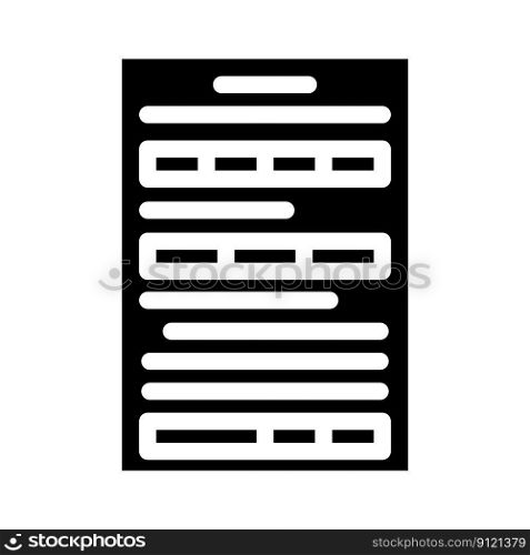 form paper document glyph icon vector. form paper document sign. isolated symbol illustration. form paper document glyph icon vector illustration