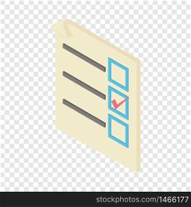Form voting icon. Isometric illustration of form voting vector icon for web. Form voting icon, isometric 3d style