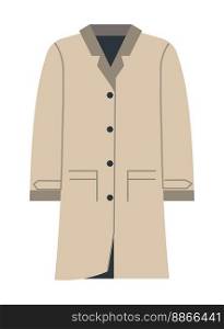 Formal and classic clothes for men, male fashionable jacket or wool coat with collar, long sleeve, pockets and buttons. Piece of clothing, fashion and design collection. Vector in flat style. Clothing for men, long jacket or wool coat vector