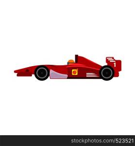 Formula 1 red racing car side view vector icon. Championship one motorsport extreme f1 vehicle drive