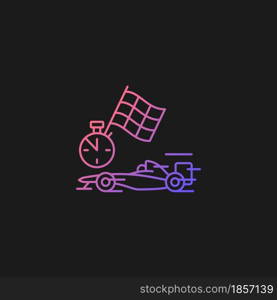 Formula racing gradient vector icon for dark theme. Driving single-seater car. Highest class auto racing. Motor sport. Thin line color symbol. Modern style pictogram. Vector isolated outline drawing. Formula racing gradient vector icon for dark theme
