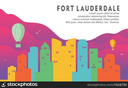 Fort Lauderdale Florida City Building Cityscape Skyline Dynamic Background Illustration