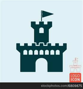 Fortress icon isolated. Fortress icon isolated. Medieval castle. Stronghold with tower and flag symbol. Vector illustration.