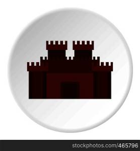 Fortress with gate icon in flat circle isolated on white background vector illustration for web. Fortress with gate icon circle