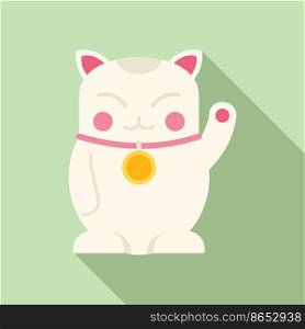 Fortune cat icon flat vector. Lucky maneki. Japan luck. Fortune cat icon flat vector. Lucky maneki