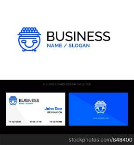 Fortune, Gold, Luck, Patrick, Pot Blue Business logo and Business Card Template. Front and Back Design