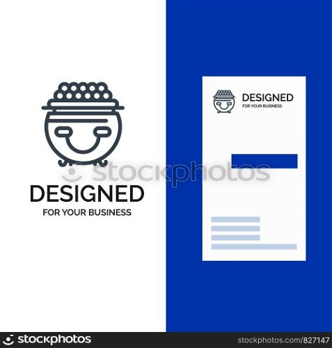 Fortune, Gold, Luck, Patrick, Pot Grey Logo Design and Business Card Template