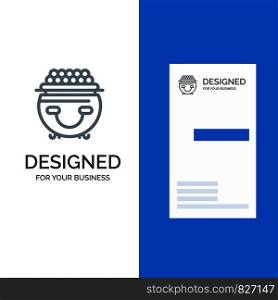 Fortune, Gold, Luck, Patrick, Pot Grey Logo Design and Business Card Template