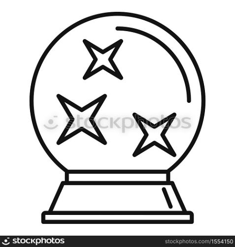 Fortune teller glass ball icon. Outline fortune teller glass ball vector icon for web design isolated on white background. Fortune teller glass ball icon, outline style