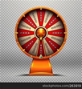 Fortune wheel. Turning roulette 3d wheels lucky lottery game gambling symbol isolated vector illustration. Fortune wheel. Turning roulette 3d wheels lucky lottery game gambling symbol isolated illustration