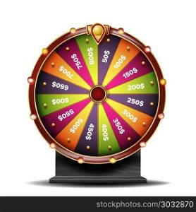 Fortune Wheel Vector. 3d Object. Win Fortune Roulette. Colorful Wheel. Isolated On White Illustration. Fortune Wheel Vector. Luck Sign. Gamble Chance Leisure. Isolated On White Background Illustration