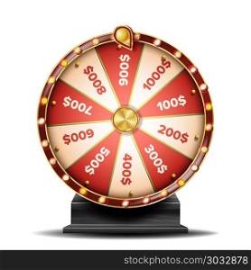 Fortune Wheel Vector. Spinning Lucky Roulette. Lottery Luck. Illustration. Fortune Wheel Vector. Realistic 3d Object. Casino Game Of Chance. Isolated Illustration